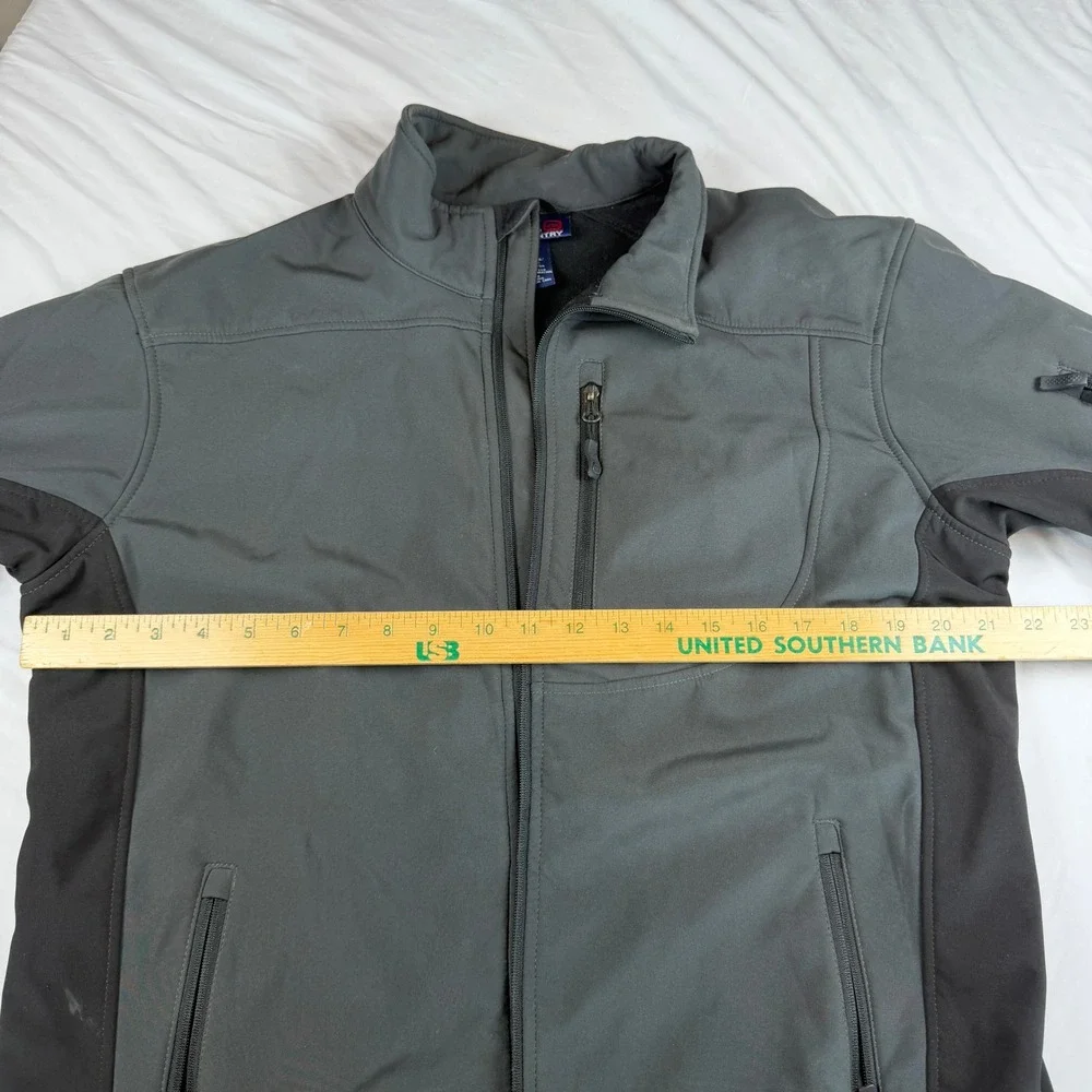 Free Country Mens Softshell Jacket Gray Black Water Resistant Fleece Lined M
